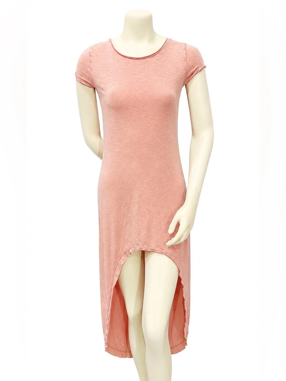 Billabong High-Low Tee Dress Coral / Blush Pink Size S Short-Sleeve